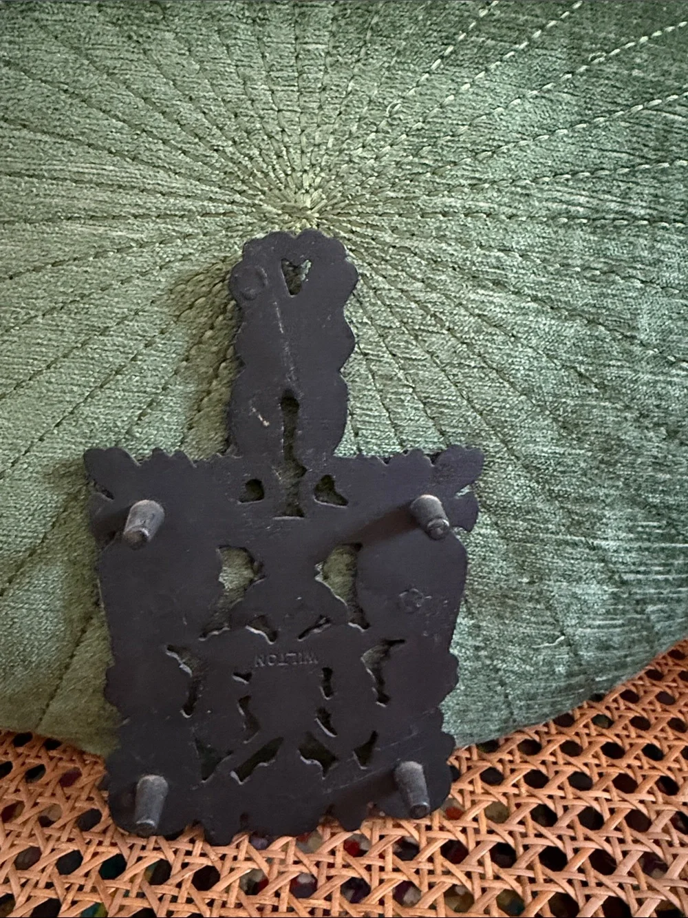 Vintage Wilton Cast Iron Ornate Trivet Wall Decor